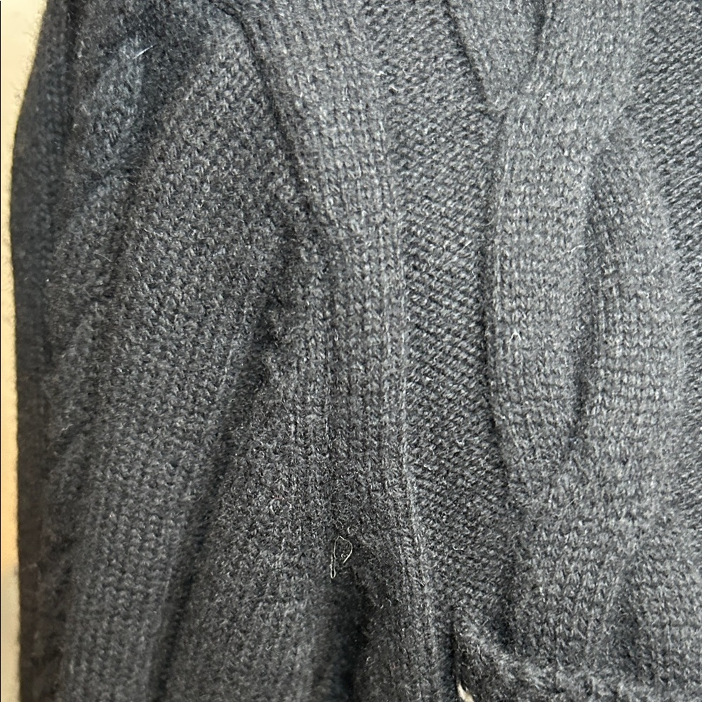 Talbots Black Cable Knit Cardigan with Gold Buttons - Picture 5 of 13